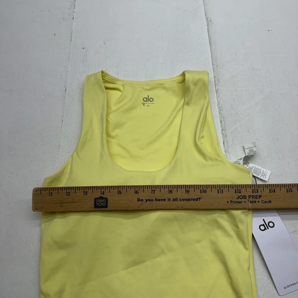 Alo Yoga Tank Top Womens XS Yellow SoftSculpt No Nonsense Bra Athletic Yoga